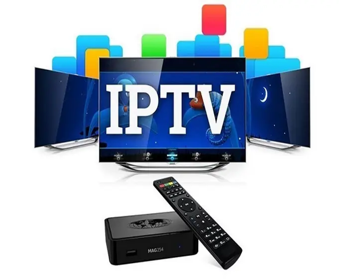 Abonnement IPTV France affiché sur un téléviseur avec interface moderne.